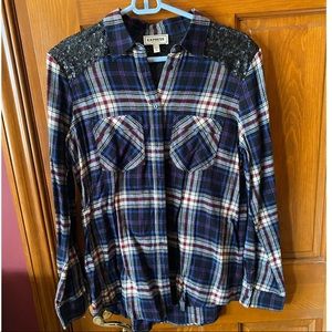Express flannel sequins top